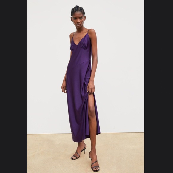 Zara satin dress purple Clearance